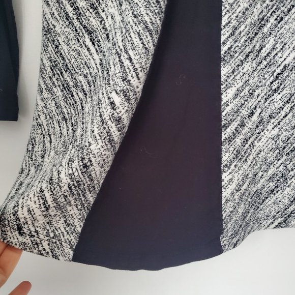 BRENDA BEDDOME Black & White Slim Tunic Top V Neck Heathered Back Pleat L/S 8 - Picture 9 of 9